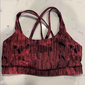 Pink/coral black lululemon sports bra, size 4.
